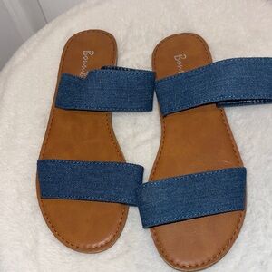 Bonnible Denim Blue and Tan Women's Sandals